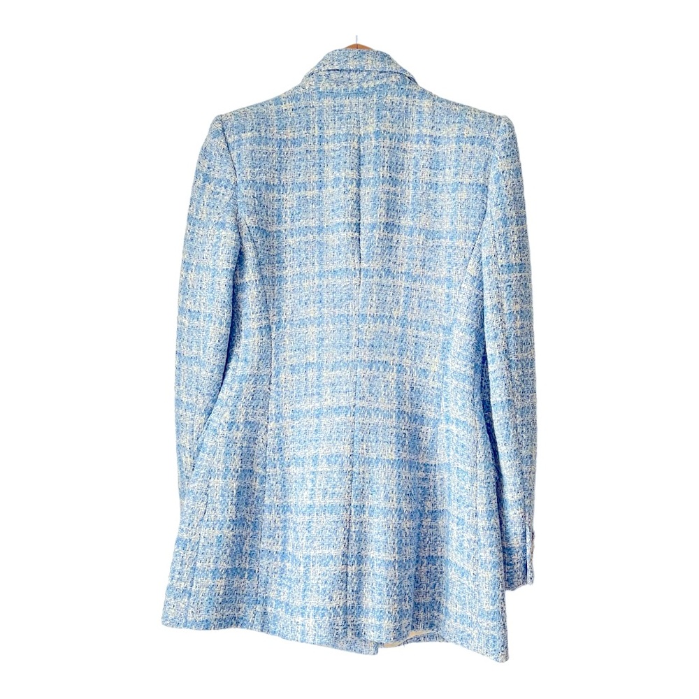 Zara Blue Tweed Double Breasted Blazer - Picture 2 of 6